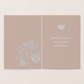 Carte Dorée Anniversaire floral rose glamour diamants crème (Intérieur)