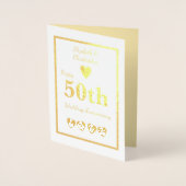 Carte Dorée Anniversaire Mariage d'or avec les coeurs (Devant)