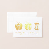 Carte Dorée Apple pour l'école de professeurs préférée (Devant avec enveloppe)