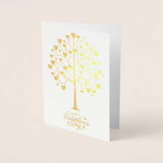 Carte Dorée Arbre de coeur en feuille d'or, serez-vous ma Sain