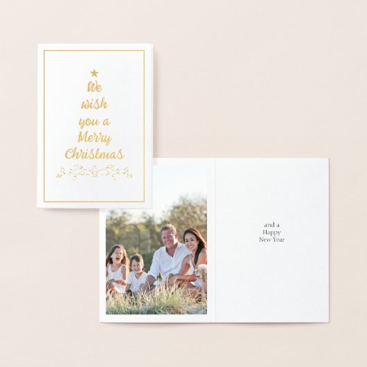 Carte Dorée Arbre de Noël de script or simple (Affichage)