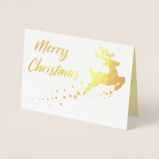 Carte Dorée Arbre de Noël doré avec rennes (Devant)