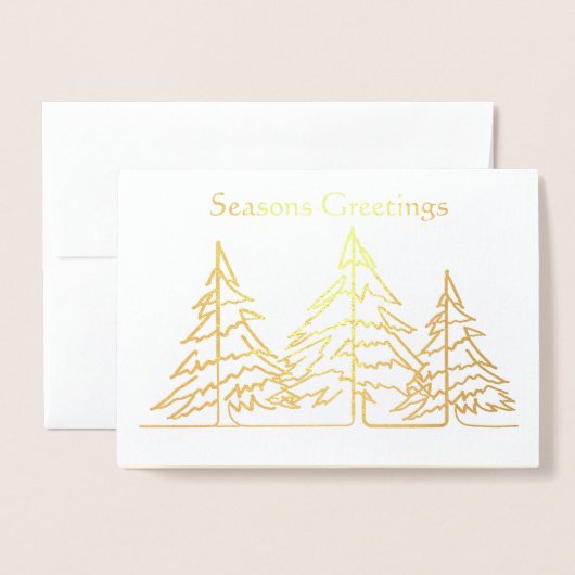 Carte Dorée Arbre de Noël graphique Art Déco Photo Noël (Devant avec enveloppe)