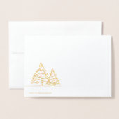 Carte Dorée Arbre de Noël graphique Art Déco Photo Noël (Derrière avec enveloppe)