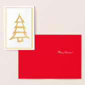 Carte Dorée Arbre de Noël Simple Minimalisme Rouge Intérieur (Affichage)
