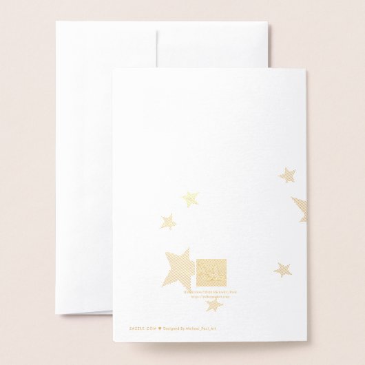 Carte Dorée Arbre de Noël stylisé (Derrière avec enveloppe)