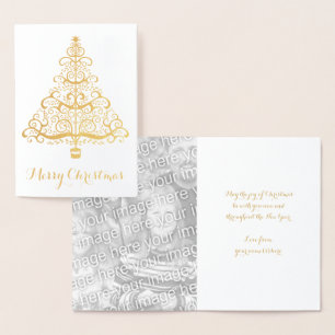 Carte Dorée Arbre de Noël Vintage Scroll victorien décoratif