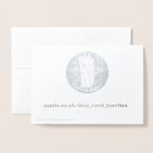 Carte Dorée Arbres bleus neigeux - Joyeux Noël (Derrière avec enveloppe)