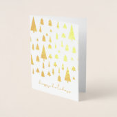 Carte Dorée Arbres de Noël Abstraits motif Joyeux Fêtes (Devant)