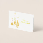 Carte Dorée Arbres de Noël Festifs en Papier d'Or (Devant)