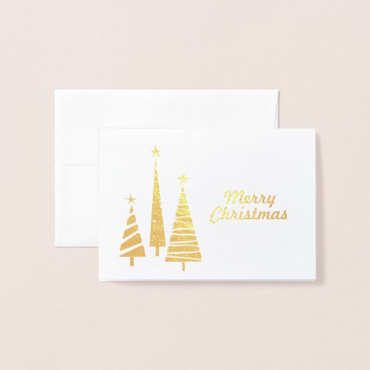 Carte Dorée Arbres de Noël Festive Gold Foil (Devant avec enveloppe)
