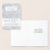 Carte Dorée Argent Botanique 25ème anniversaire Mariage Real (Affichage)