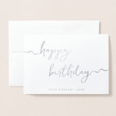 Carte Dorée Argent Signature Script Business Anniversaire (Devant avec enveloppe)