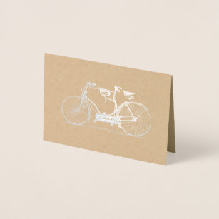 Carte Dorée Argent tandem rustique de la bicyclette   de
