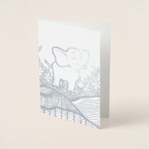 Carte Dorée Art de l'éléphant floral