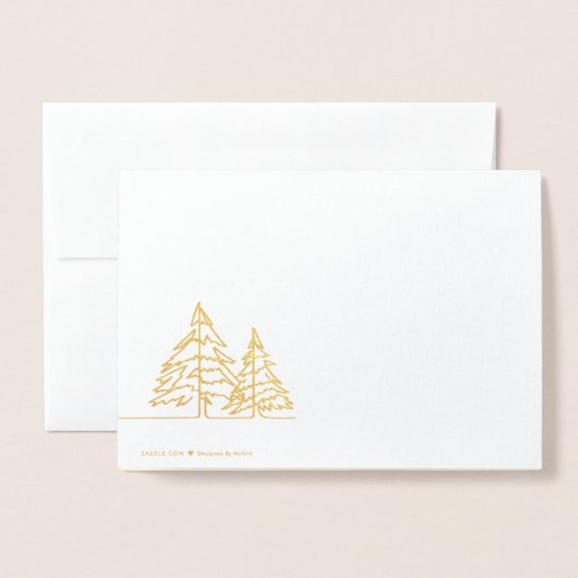 Carte Dorée Art déco graphique Arbre de Noël Photo Noël (Derrière avec enveloppe)