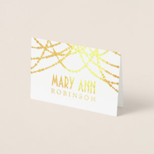 Carte Dorée Art déco posant des lumières de ficelle d'or de