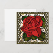 Carte dorée Art déco rose rouge (Devant / Derrière)