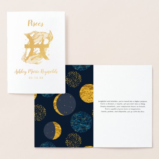 Carte Dorée Astrologie des Poissons | Signe zodiaque personnal (Affichage)