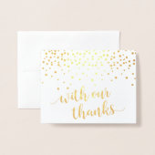Carte Dorée Avec Notre Merci Mariage Photo Gold Foil Merci (Devant avec enveloppe)