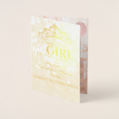 Carte Dorée Baby shower de script or Blush Diamond Rose (Devant)
