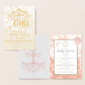 Carte Dorée Baby shower de script or Blush Diamond Rose (Affichage)