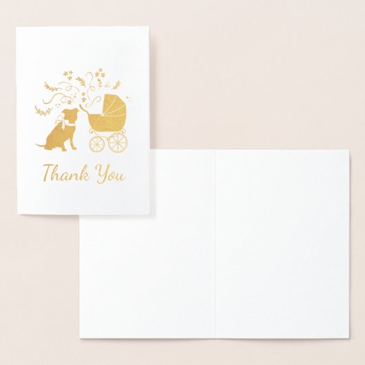 Carte Dorée Baby shower Pitbull de Chien à Puce d'Or (Affichage)