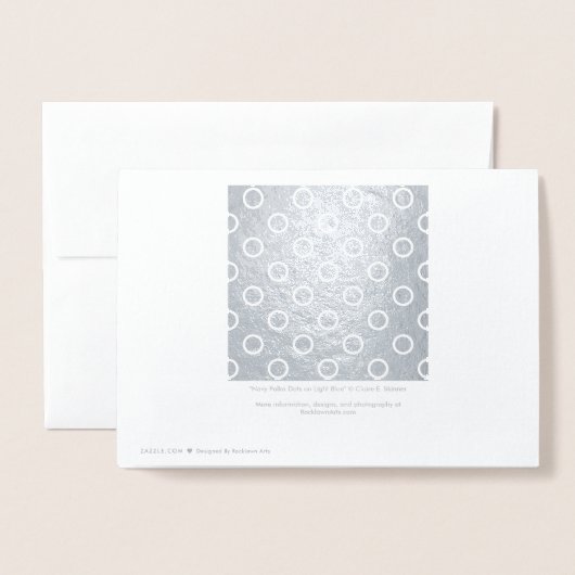 Carte Dorée Bagues à points Polka blancs sur argent brillant (Derrière avec enveloppe)