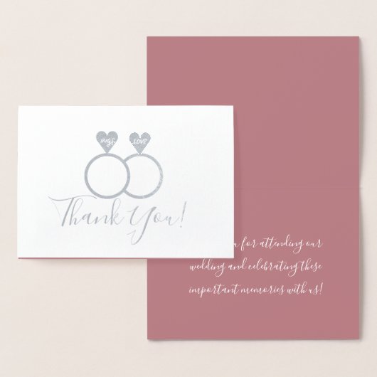 Carte Dorée Bagues de mariage argentées Merci (Affichage)