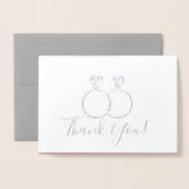 Carte Dorée Bagues de mariage argentées Merci (Devant avec enveloppe)