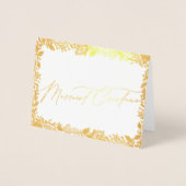 Carte Dorée baies festives traditionnel vert & rouge noël (Devant)