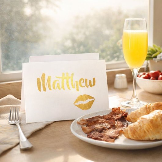 Carte Dorée Baiser de lèvres doré glamour 