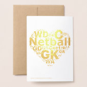 Carte Dorée Ball Thème Netball Coach Merci Or (Derrière avec enveloppe)