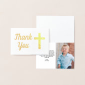 Carte Dorée Baptême de garçon bleu Premier anniversaire Merci (Affichage)