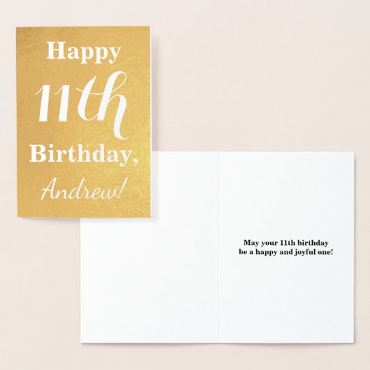 Carte Dorée Base Gold Foil 11e anniversaire + Nom personnalisé (Affichage)