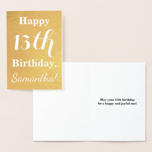 Carte Dorée Base Gold Foil 13e anniversaire + Nom personnalisé (Affichage)