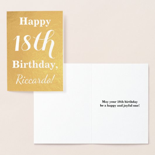 Carte Dorée Base Gold Foil 18e anniversaire + Nom personnalisé (Affichage)