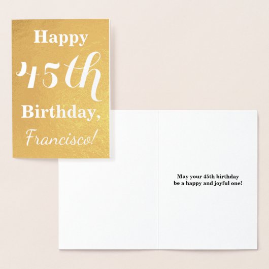 Carte Dorée Base Gold Foil 45e anniversaire + Nom personnalisé (Affichage)