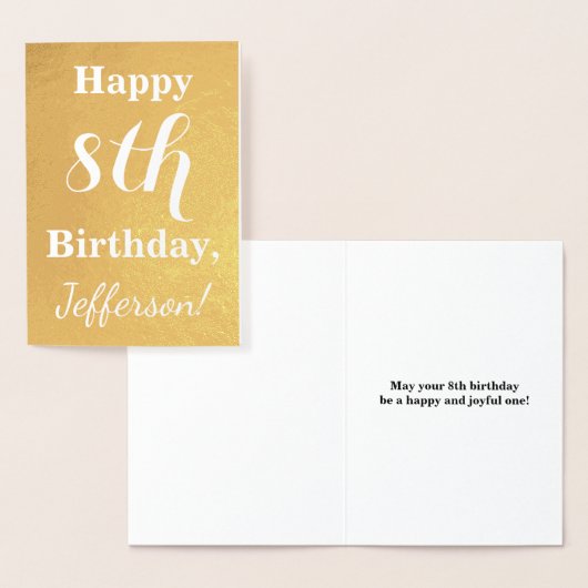 Carte Dorée Base Gold Foil 8e anniversaire + Nom personnalisé (Affichage)