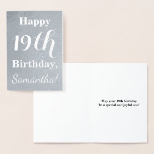 Carte Dorée Basique Silver Foil 19e anniversaire + Nom personn