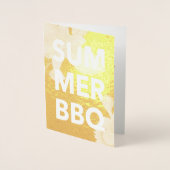 Carte Dorée BBQ ÉTÉ feuille dorée florale (Devant)