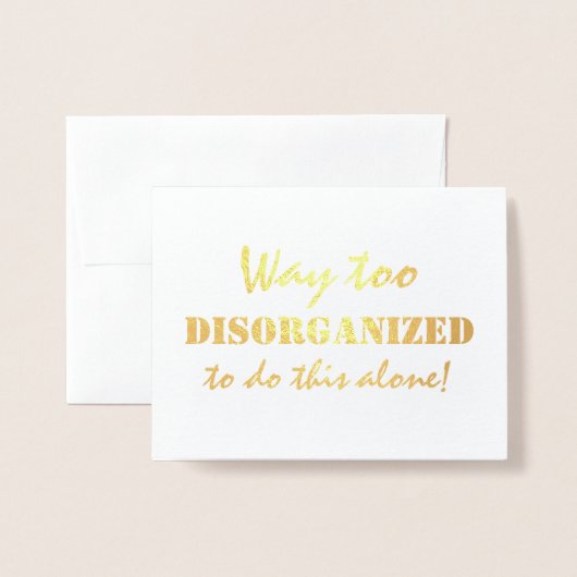 Carte Dorée Beaucoup Trop Désorganisée Drôle Épouse (Devant avec enveloppe)