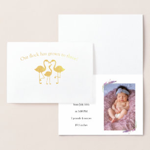 Carte Dorée Bébé mignon Flamant rose troupeau
