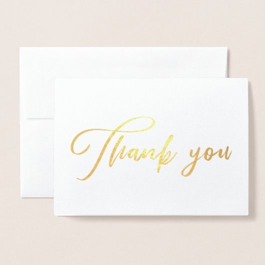Carte Dorée Belle calligraphie chic Merci (Devant avec enveloppe)
