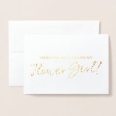 Carte Dorée Belle Huile D'Or Serez-Vous Ma Fille De Fleurs (Devant avec enveloppe)