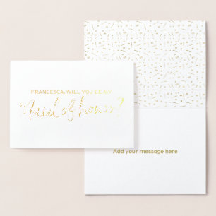 Carte Dorée Belle huile d'or vous serez ma femme d'honneur