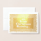 Carte Dorée Bénédiction de Noël irlandaise (Devant avec enveloppe)