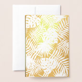 Carte Dorée Black and Gold Foil Tropical Palm Wedding Invitati (Derrière avec enveloppe)