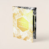 Carte Dorée Black and Gold Foil Tropical Palm Wedding Invitati (Devant)