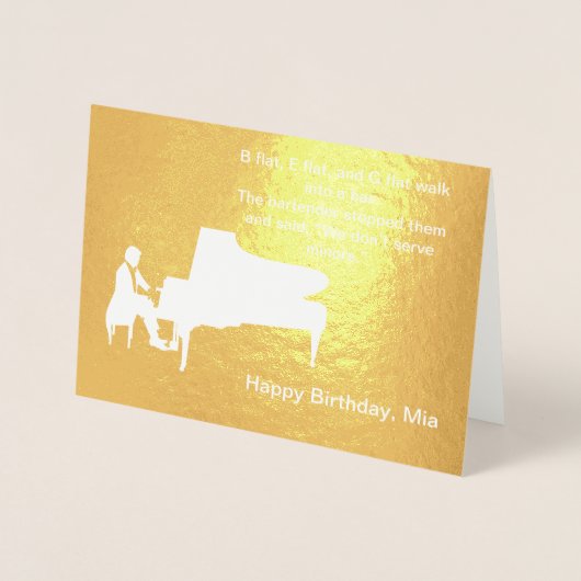 Carte Dorée Blague de piano drôle (Devant)